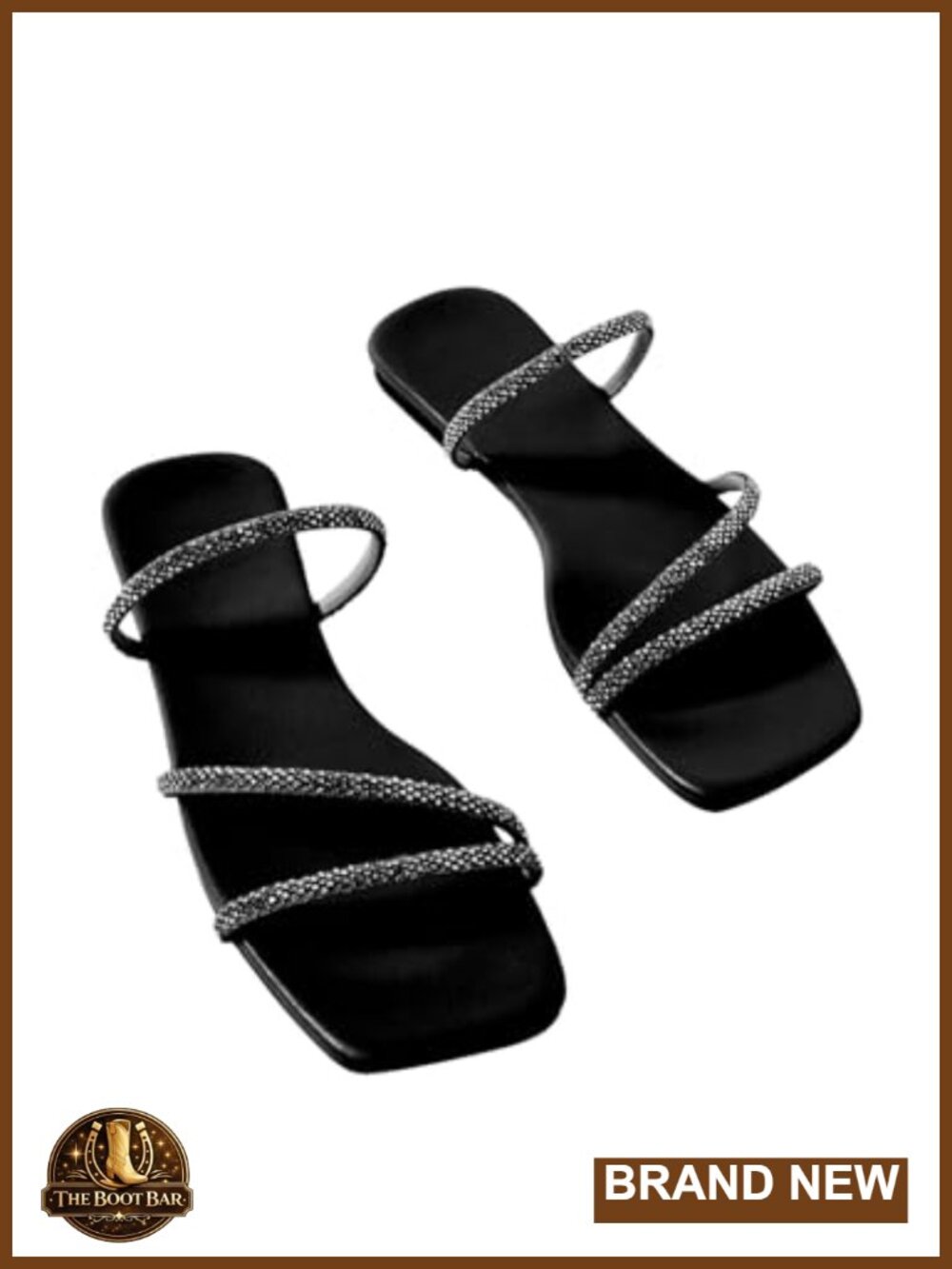 Rhinestone Slide Sandals Sparkly Glitter Flats for Wedding Party Dressy
